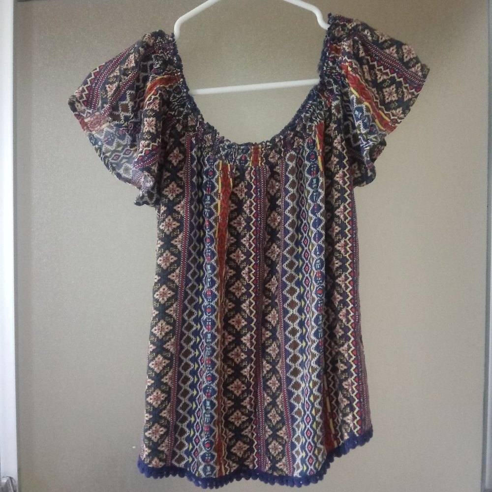 No Boundaries Scoopneck Blouse Top Blue M